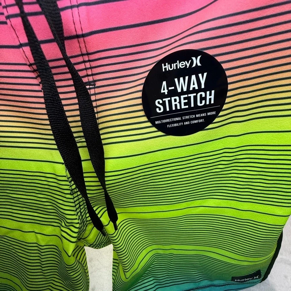NWT Hurley Boys Board Swim Shorts - Pink, Yellow, Blue